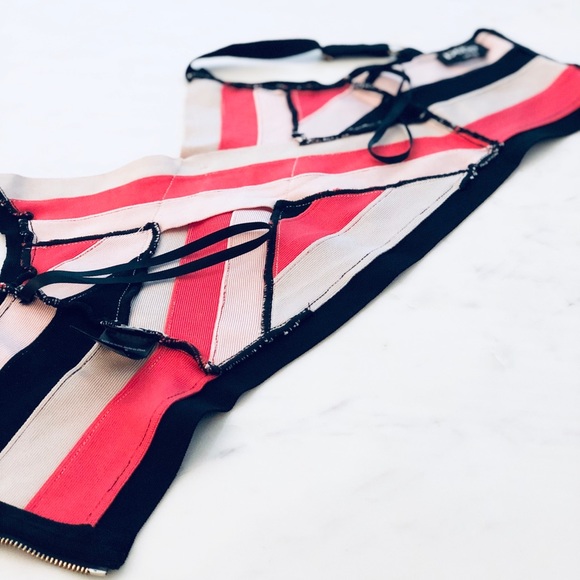 BEBE CYNTHIA COLORBLOCK BANDAGE BODYCON TOP SKIRT DRESS - Picture 5 of 13